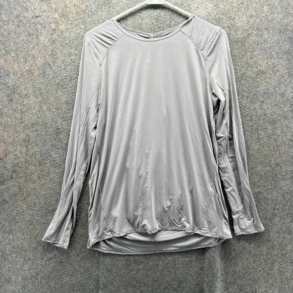 Lululemon Shirt Womens 6 Gray Long Sleeve Athletic Training Gym Yoga Open Back - Picture 1 of 10